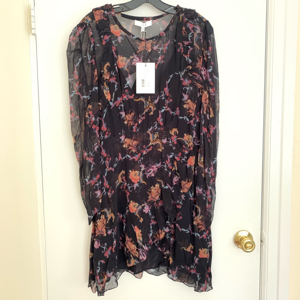 IRO Ruffled Printed Georgette Mini Dress - Picture 6 of 8